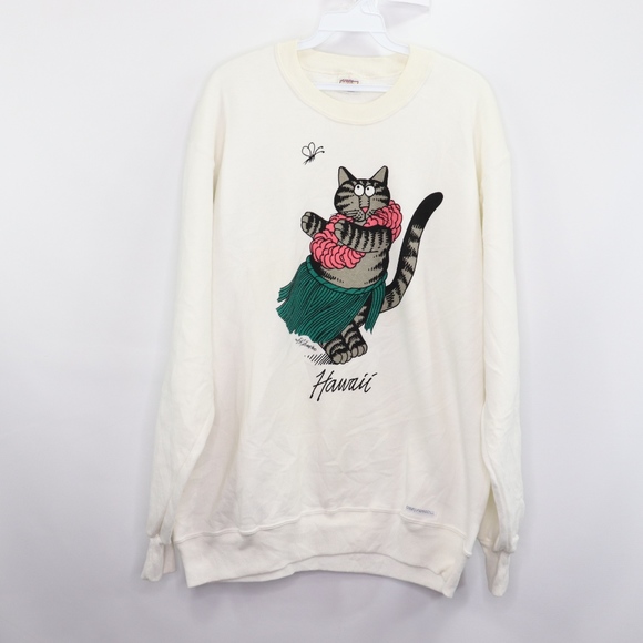 90s Mens XL B Kilban Hawaii CatCrewneck Sweater